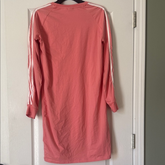 Adidas Coral Long Sleeve Dress with White Stripes Size L - Picture 2 of 2